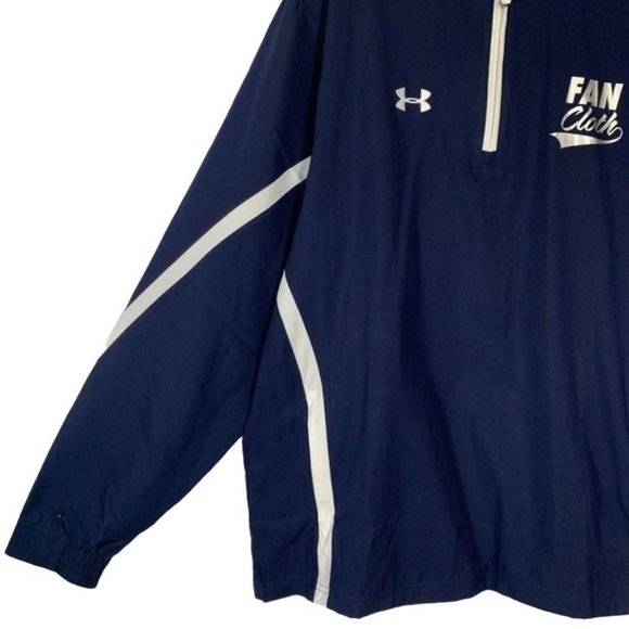 Under Armour Mens Logo Blue Pullover Size L Fan Cloth Windbreaker Shell 3/4 Zip - Picture 4 of 9